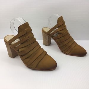 Free People Byron Strappy Mules Heels in Tan Suede